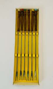 Brass And Metalware: Set of 6 retro fondue forks
