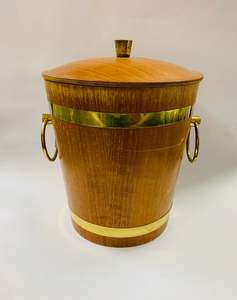 Home Decor: Retro wooden and brass ice bucket
