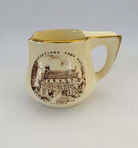 Crown Lynn shaving mug Greetings from Russell