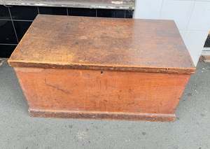 Antique solid oak storage chest or tool box