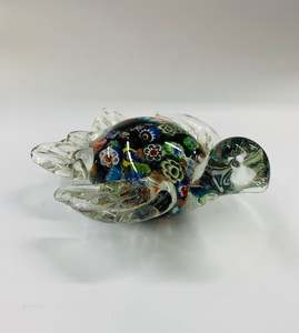 Millefiori glass turtle paperweight