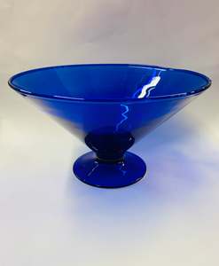 Cobalt blue footed glass bowl