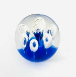 Glass And Crystal: Blue Bubble Coral Paperweight