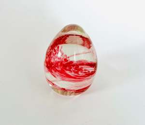 Glass And Crystal: Pink Swirl Egg Shaped Paperweight