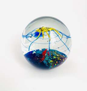Large Yellow Spider Paperweight