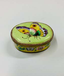 Enamel painted butterfly pill box