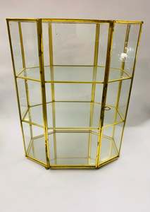 Brass And Metalware: Vintage brass and glass jewellery display case