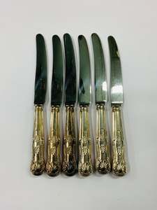 Set of 6 Kings pattern silver plated dinner knives