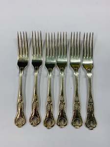 Set of 6 Kings pattern silver plated dinner forks