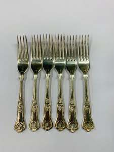Set of 6 Kings pattern silver plated lunch forks