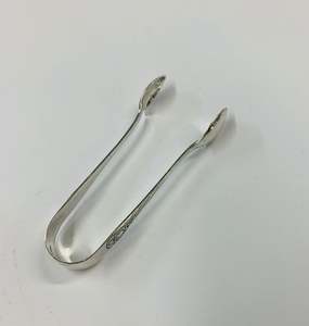 Brass And Metalware: Sterling silver sugar tongs