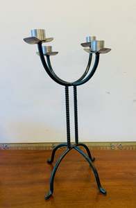 Brass And Metalware: Midcentury metal candelabra