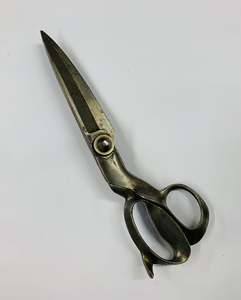 Brass And Metalware: Large Wiss inlaid heavy duty tailor scissors
