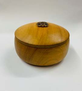 Round Kauri wooden jewellery box