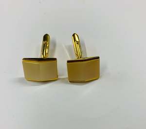 Gold tone faux mother of Pearl vintage Cufflinks