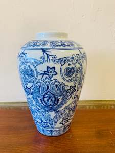Vases: Blue and white floral ceramic vase