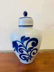 Large German pottery lidded vase or pot