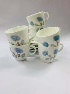 Set of 6 Wedgwood Ice Rose Demitasse cups and saucers
