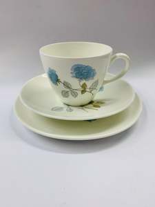 Set of 4 Wedgwood Ice Rose Trios