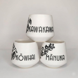 Kawakawa: Ngā Ipu Tipu – Kawakawa, Kōwhai & Mānuka Plant Pot Set