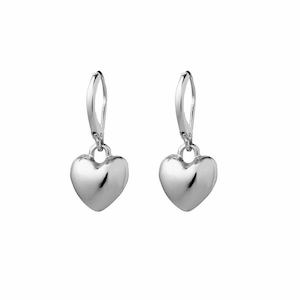 Silver Puff Heart Earrings