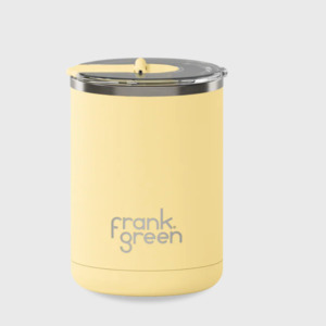 Ceramic Coffee Cup with Hinged Lid 355ml - Buttermilk