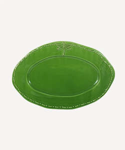 Whats New: Dragonfly Stoneware Green Oval Platter Small