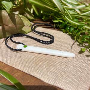 Quartz: Quartz & Pounamu Droplet Pendant