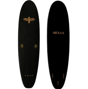 DRAG Coffin 7'0 Thruster Softboard, Black/ Black Aotearoa Surf School