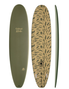 Products: Critical Slide Fun Guy – Epoxy Soft 7’6 Soft Olive Aotearoa Surf School