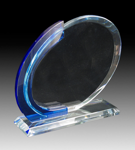 Clear Glass & Crystal Awards • & Engraving: Glass Blue Arc Award – Oval