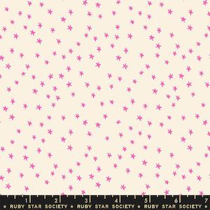 Starry by Ruby Star Starry - Small fluoro pink stars on cream