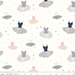 Spin and Twirl by Riley Blake Designs Cream Ballet Dresses