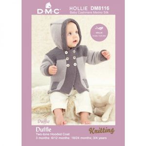 Knitting Patterns: DMC  Duffle Two-tone Hooded Coat