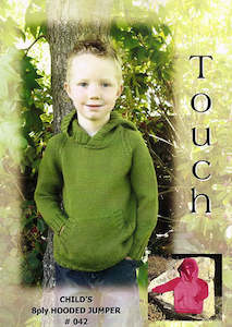 Knitting Patterns: Childs 8ply hooded jumper 042