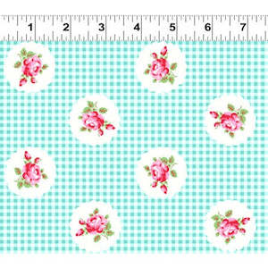 Tanya Whelan: Tanya Whelan - Janey - Floral on Blue Gingham Y2704-32