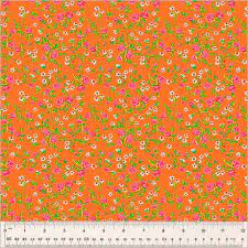 Childrens Prints: Heather Ross - By Hand Roses on Orange