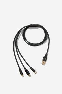 3 in 1 Fast Charge USB Cable – Black (X01) – AppleFix & Tech Engineers