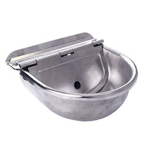 Poultry Drinkers Waterers: Stainless Automatic Drinking Bowl 4L | Sloping Front