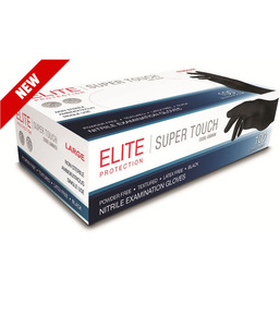 ELITE 100pk Black (Lge) Nitrile longcuff disposable Gloves