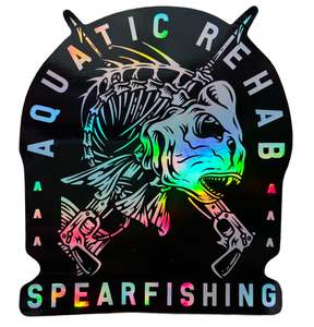 Aquatic Rehab Apparel Headwear: Holographic Snapper Skeleton Sticker