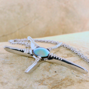 Pendants: Pearl Starfish Necklace - 9ct White Gold