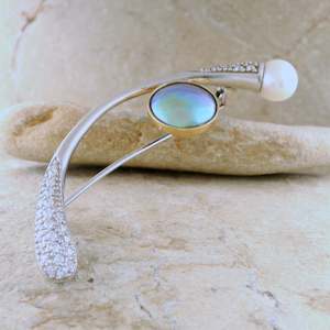 Pearl WishBone Brooch