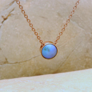 Something Blue: Pearl Moonrise Necklace - Rose Gold 9ct