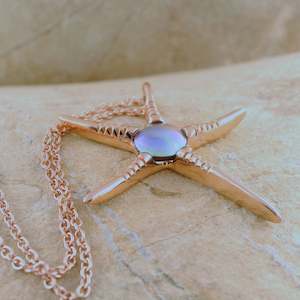 Gifts For Her: Pearl Starfish  Necklace - 9ct Rose Gold