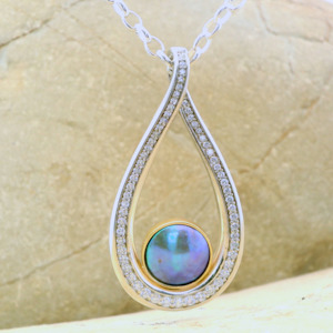 Pearl & CZ Karaka Necklace