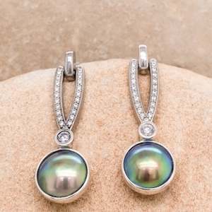 Pearl & CZ Wedding Earrings