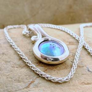 3. Pearl Sterling Silver Curved Necklace - March Aqua Pearl