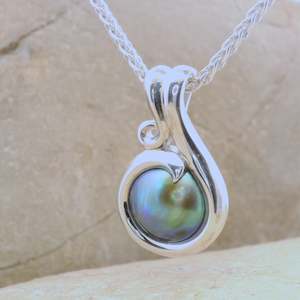 Pendants: Pearl Sterling Silver Curve Necklace
