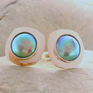 Cuff Links: Pearl Mystery Cufflinks - 9ct Gold